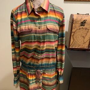 Tasha Polizzi Western Multi-coloured striped long sleeve shirt dress medium